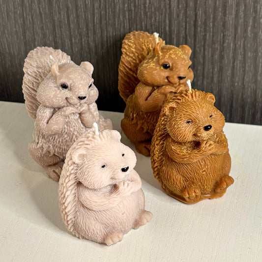 Decorative autumn candle (Hedgehog or squirrel)