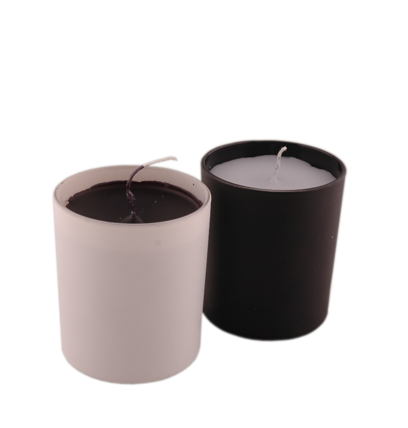 Set van glazen potjes zwart en wit