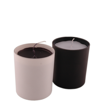 Set van glazen potjes zwart en wit